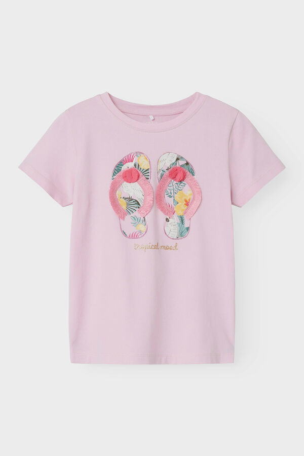 Name it T-shirt menina detalhe 3D rosa