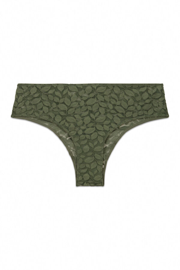 Women'secret Cuecas brasileiras largas em renda caqui caqui