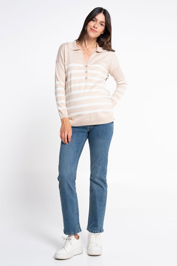 Ohma! Camisola de pré-mamã em malha às riscas cinzento