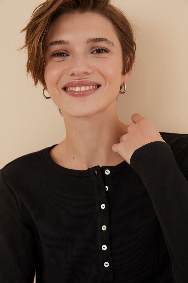 Women'secret Camiseta manga larga algod&oacute;n gris oscuro gris