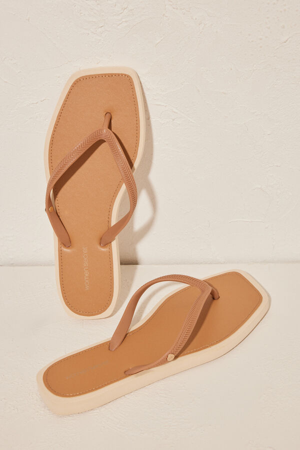 Women'secret Chinelas marr&oacute;n 100% mojables cru