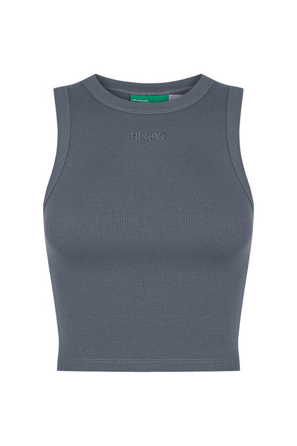 HI&BYE Crop top algod&atilde;o gris cinzento