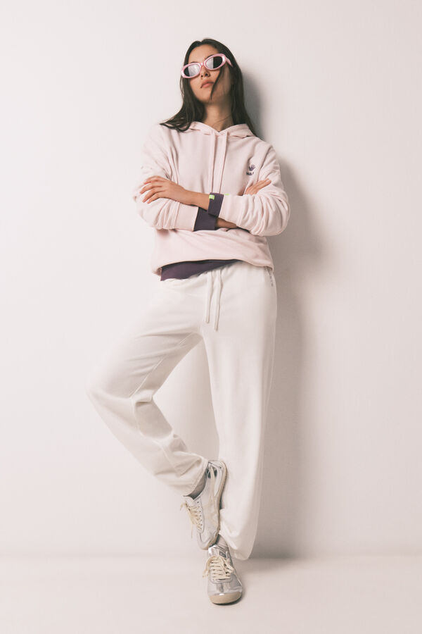 HI&BYE Cal&ccedil;a jogger de molet&atilde;o de algod&atilde;o branco bege