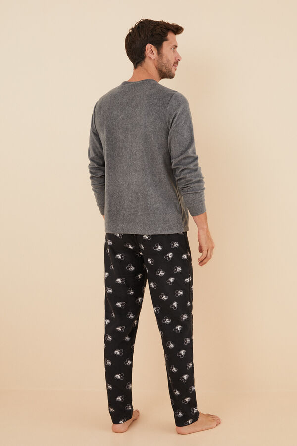 Women'secret Pijama largo hombre polar Mickey Mouse gris