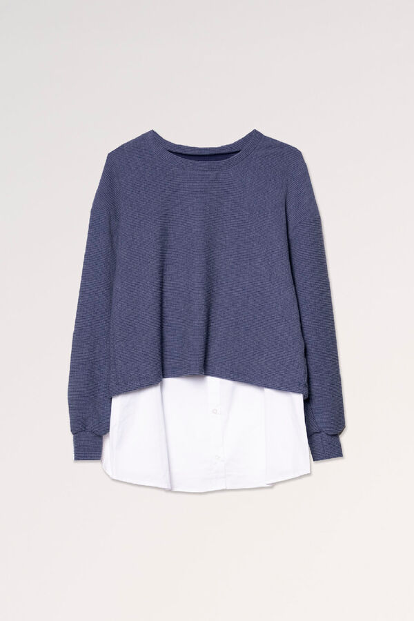 Ohma! Camisa lactancia con falso su&eacute;ter azul