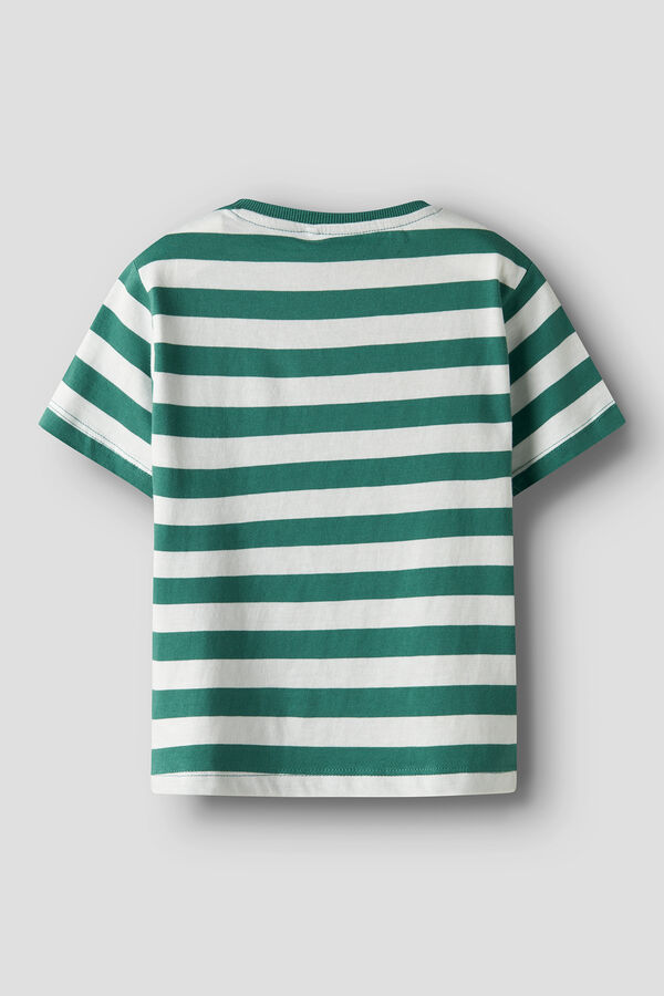 Name it Camiseta riscas com logo para meninos verde