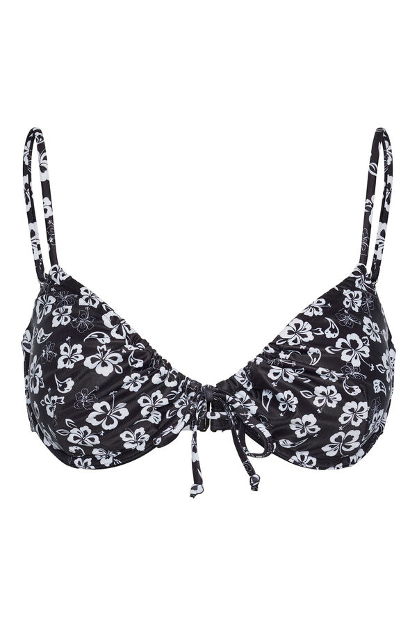 Pieces Top de bikini push up estampado floral gris
