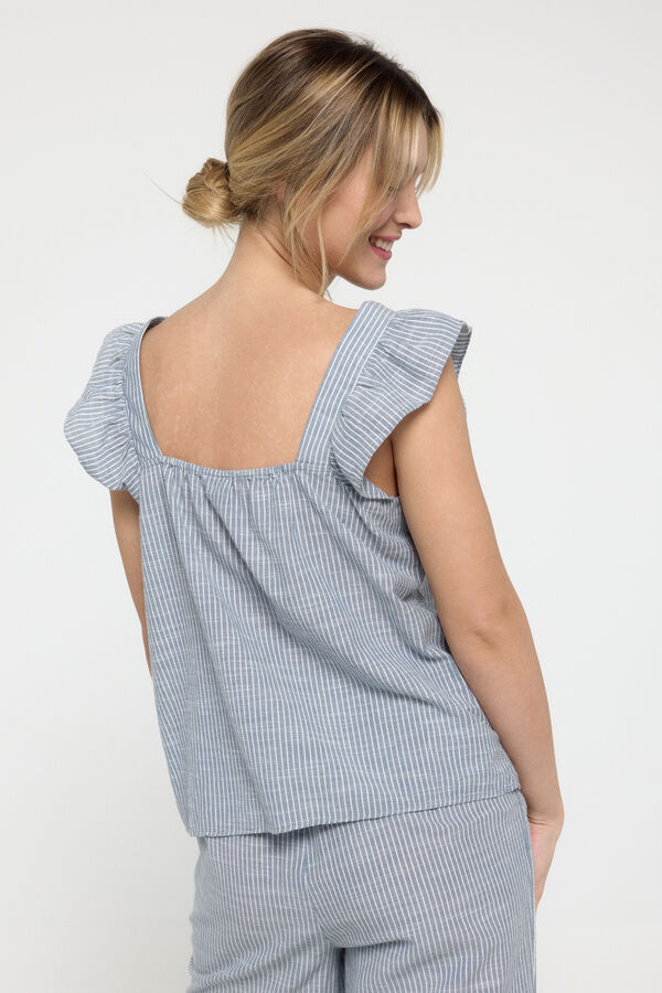 Pieces Top de alças com folho azul