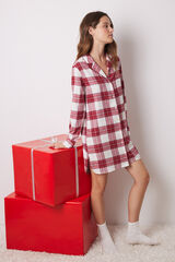 Women'secret Camisa de dormir curta de flanela xadrez  estampado
