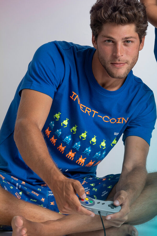 Admas DIVER Pijama manga curta Insert Coin para homem azul