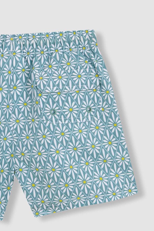 Gocco Mai&ocirc; azul claro com estampado geom&eacute;trica de flores azul