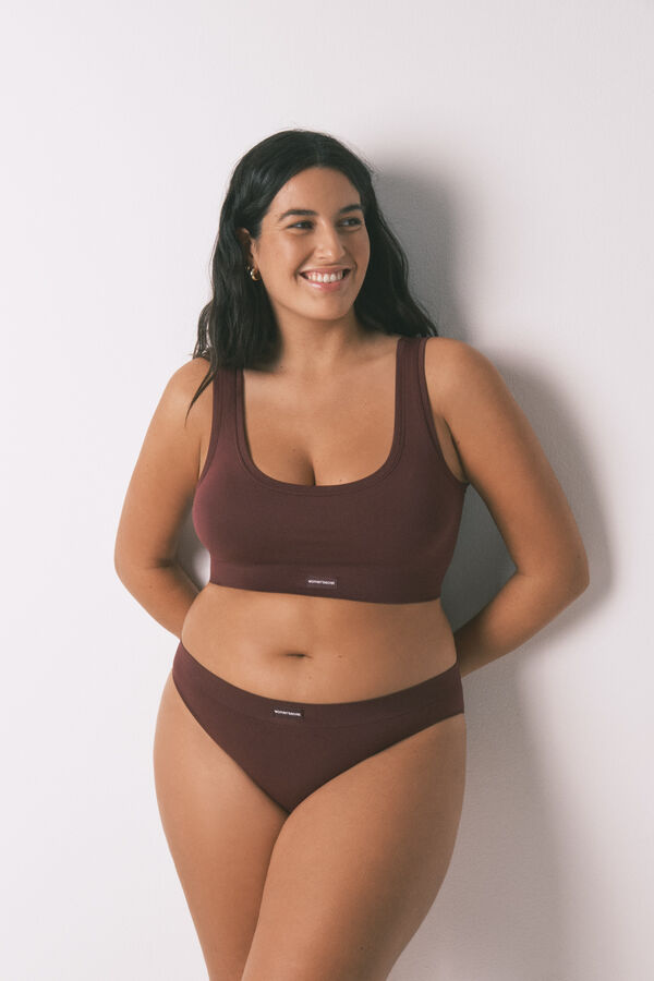 Women'secret LOVELY top revers&iacute;vel sem costura em marrom vermelho