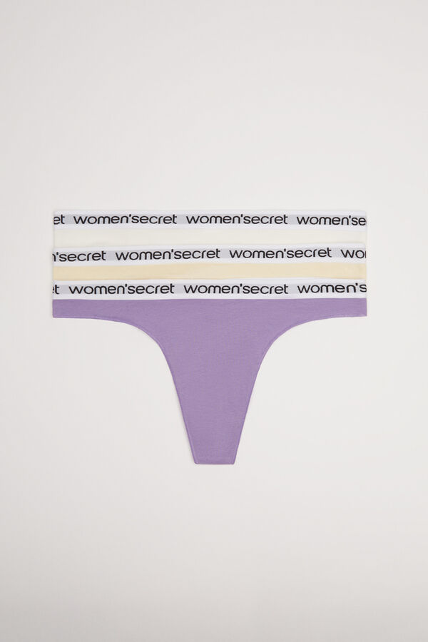 Women'secret Pack 3 tangas algod&oacute;n logo amarillo