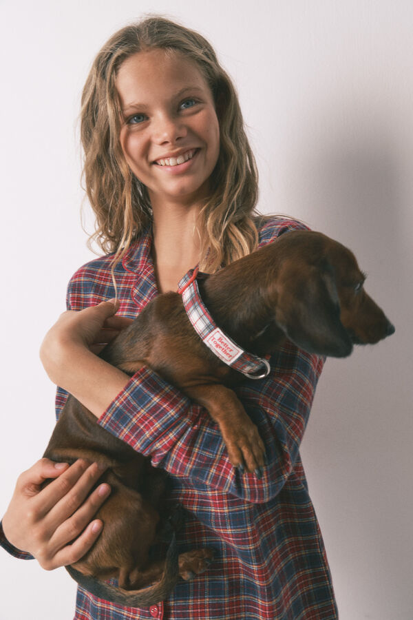 Women'secret Pijama infantil camisero cuadros 100% algod&oacute;n azul