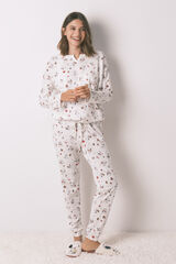 Women'secret Pijama largo 100% algod&oacute;n blanco Snoopy marfil