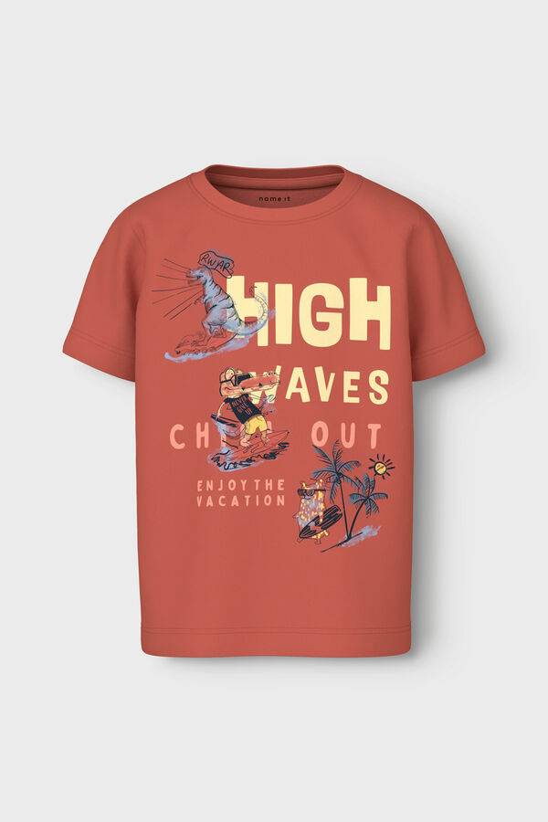 Name it T-shirt menino motivo surfista vermelho