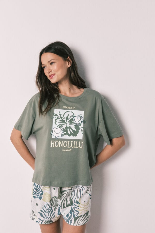 Women'secret Pijama curto de manga curta verde Little Miss&trade; caqui