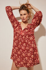 Women'secret Vestido corto estampado granate estampado