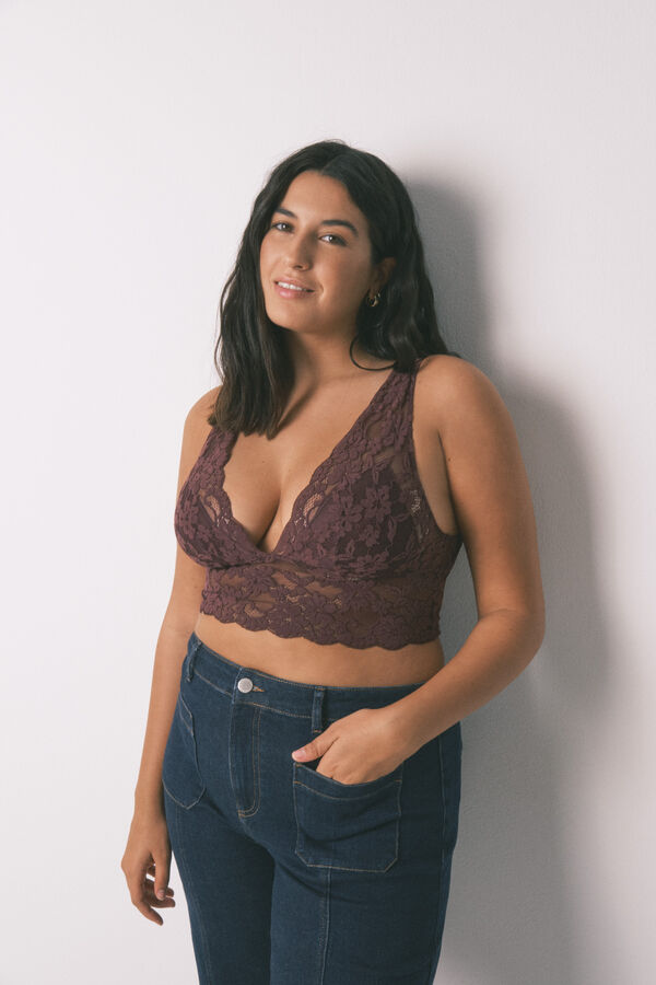 Women'secret Soutien bralette halter em renda granada vermelho
