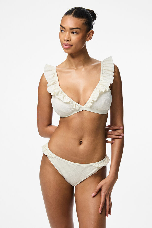 Pieces Top de bikini rom&aacute;ntico blanco