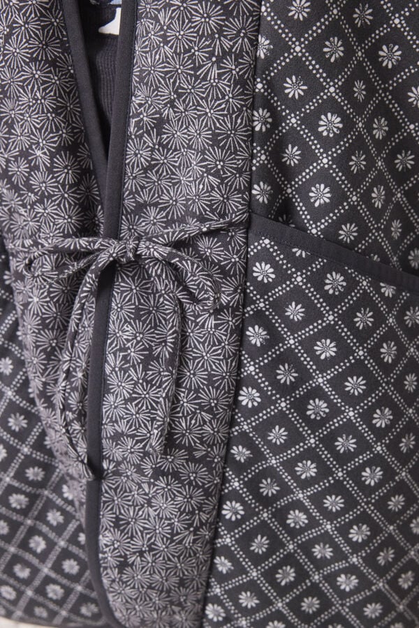 Women'secret Robe curto estampado com selo dupla face cinzento