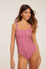 Women'secret Ba&ntilde;ador moldeador bandeau morado estampado