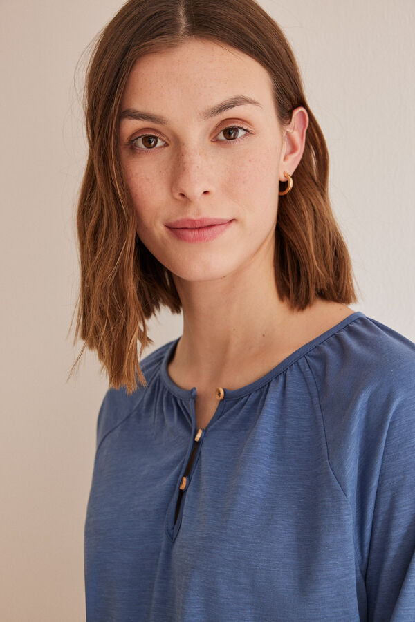 Women'secret T-shirt manga comprida 100% algod&atilde;o azul azul