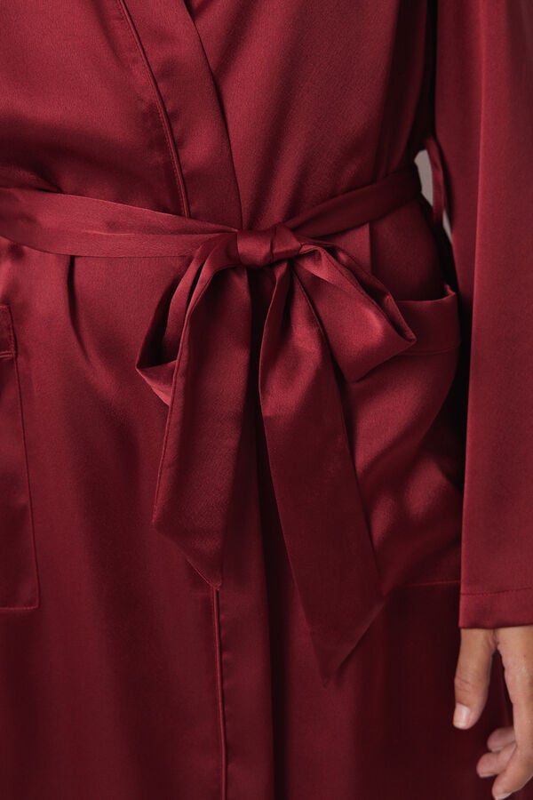 Women'secret Bata satinada midi granate burdeos