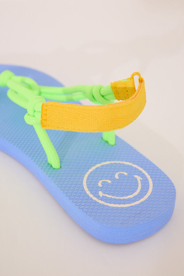 Women'secret Chanclas SmileyWorld® tiras cuerda verde blanco