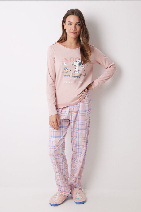Women'secret Pijama largo 100% algod&oacute;n rosa Snoopy rosa