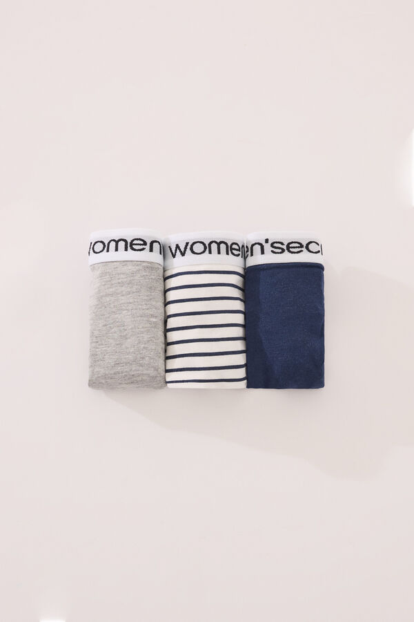 Women'secret Pack 3 tangas algod&oacute;n mix prints logo azul