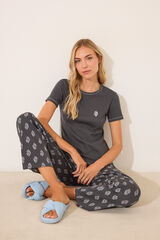 Women'secret Pijama largo algod&oacute;n gris paisley gris