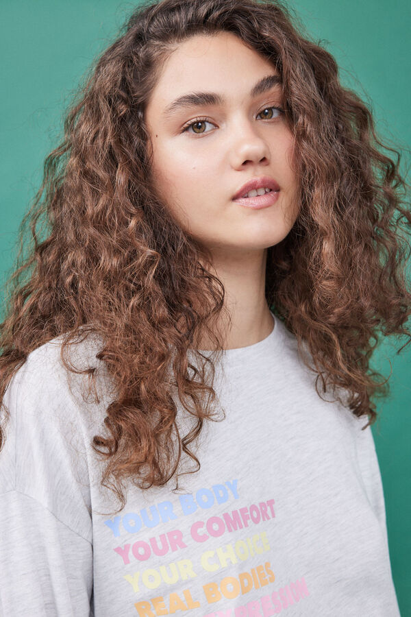 HI&BYE Pijama 100% algod&atilde;o sweatshirt e cal&ccedil;as compridas cinzentas cinzento