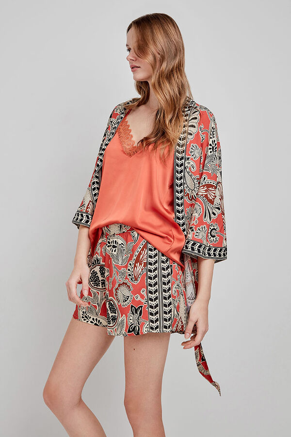 Gisela Quimono com estampado tribal branco