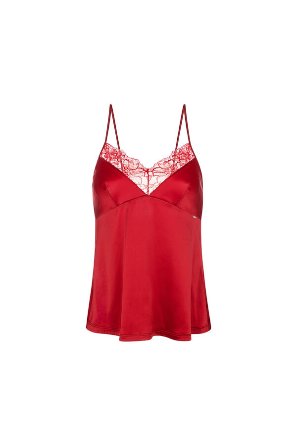 Dorina Top sat&eacute;n con encaje rojo
