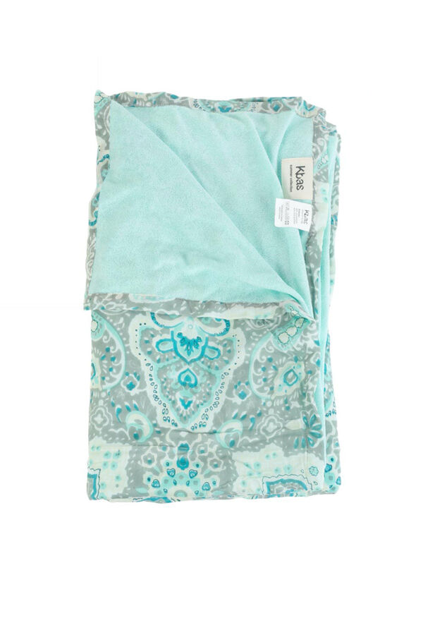 Kbas Pareo de toalha de algod&atilde;o com mala de flores azul