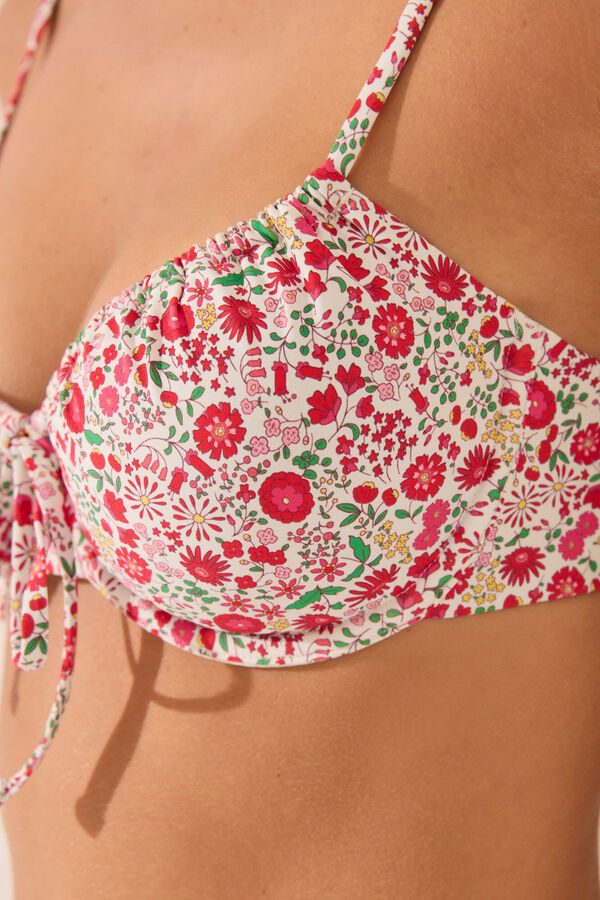 Women'secret Top bikini aro mini flores rojo estampado