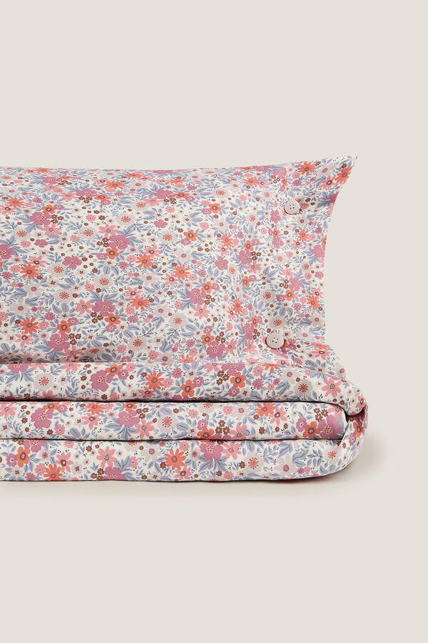 Textura Funda n&oacute;rdica algod&oacute;n sostenible flores azul