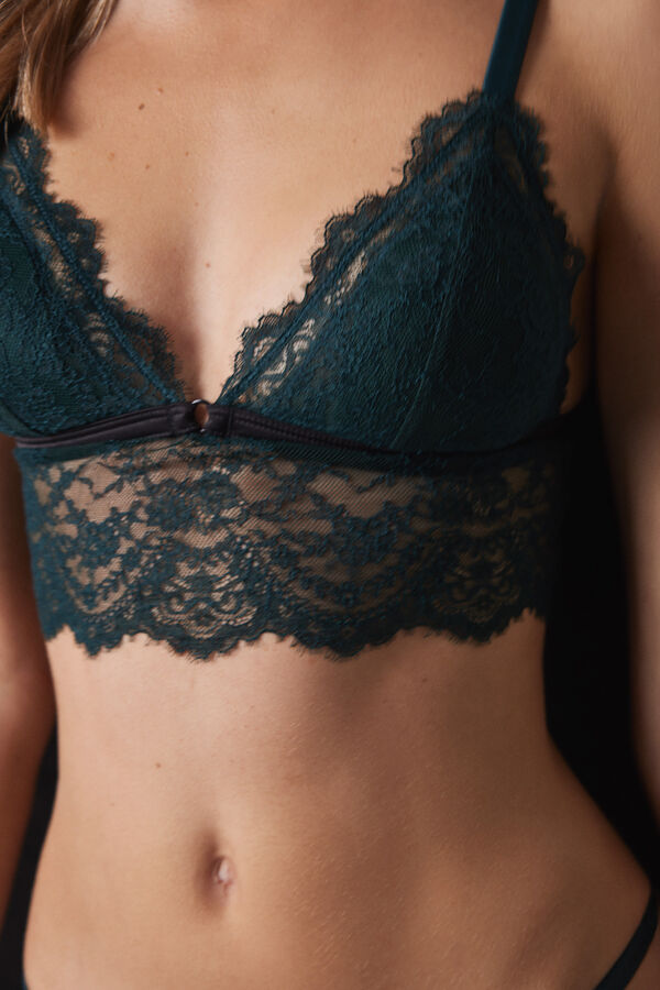 Women'secret Suti&atilde; triangular de renda com copa remov&iacute;vel verde