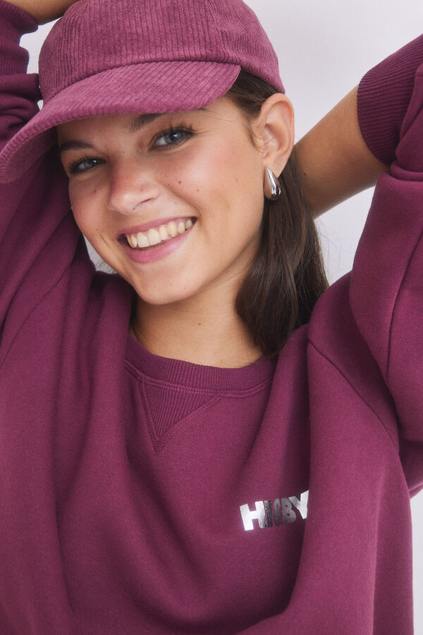 HI&BYE Moletom de Sweatshirt com logo vinho vermelho