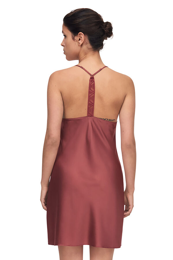 Passionata Camis&oacute;n de sat&eacute;n Olivia con encaje y tul bordado burdeos