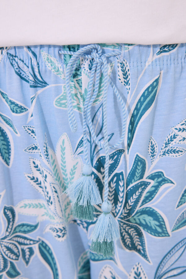 Women'secret Pijama Capri 100% algod&oacute;n estampado flores marfil