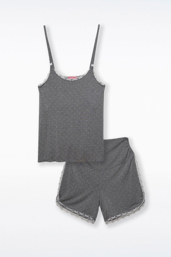 Ohma! Conjunto pijama pré-mamã com estampado de bolinhas cinzento