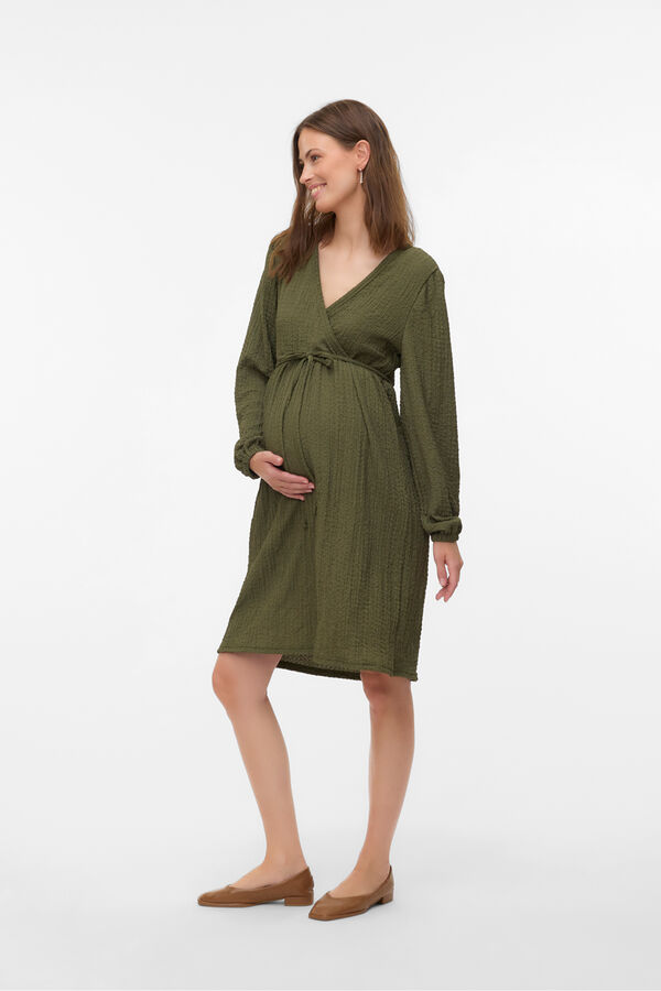 Mamalicious Vestido de maternity e amamenta&ccedil;&atilde;o de manga curta verde