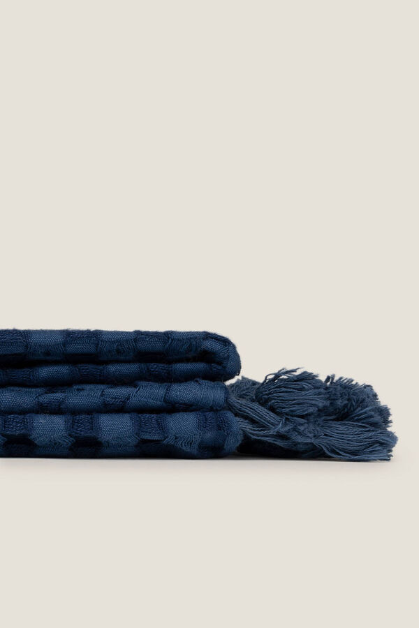 Textura Manta gofre algod&oacute;n bamb&uacute; 120x180cm. azul