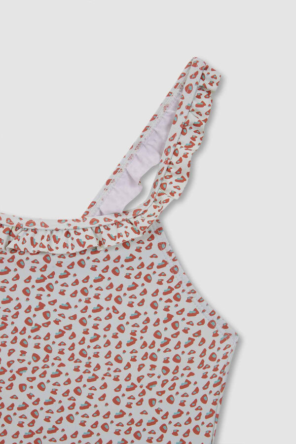 Gocco Fato de banho estampado animal print rosa borgonha