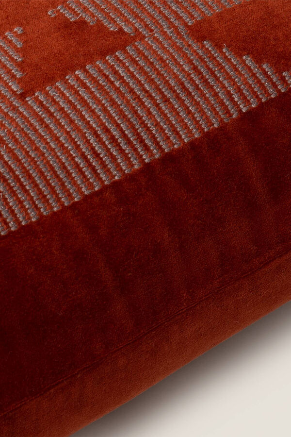 Womensecret Funda cojín terciopelo algodón bordado 45x45cm. rojo