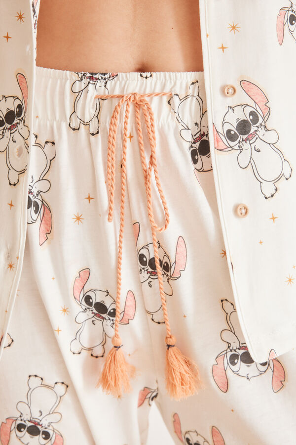 Women'secret Pijama camisero 100% algodón Stitch blanco