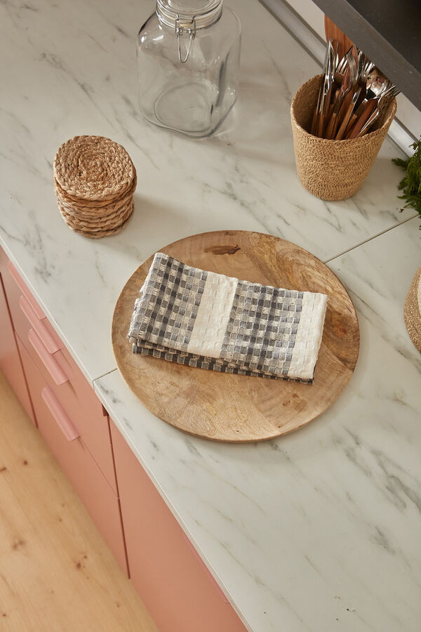 Calma House Set de 2 trapos de cocina de algod&oacute;n gris oscuro Ibiza gris