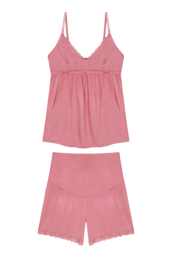 Women'secret Pijama curto "maternity" canelado rosa rosa